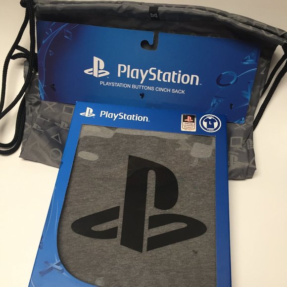 PlayStation Bug Logo T-Shirt (Gift Box)+Cinch Sack - Picture 2 of 6